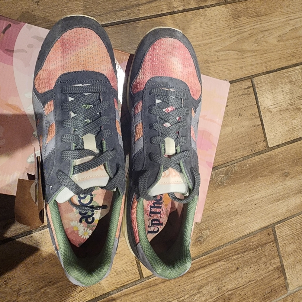 Asics Pink and Gray Sneakers [SIZE 9.5 Mens 11 WOMENS] ADDED LACES